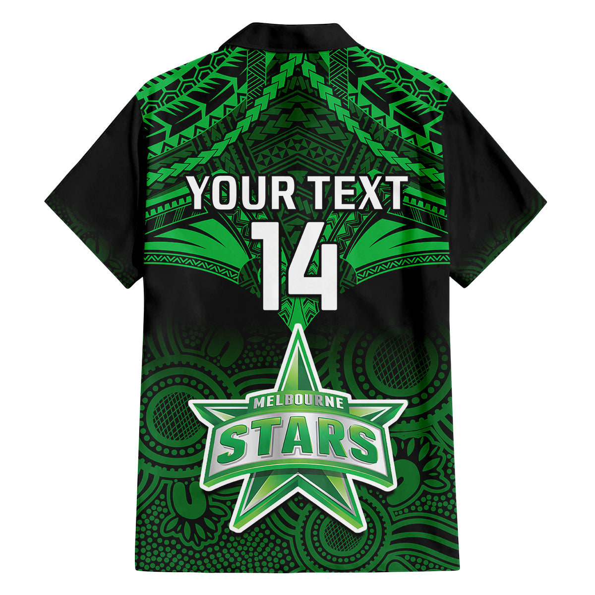 Custom Melbourne Stars Cricket Family Matching Off Shoulder Short Dress and Hawaiian Shirt 2023 Unique Indigenous Art Mix Polynesian Pattern LT14