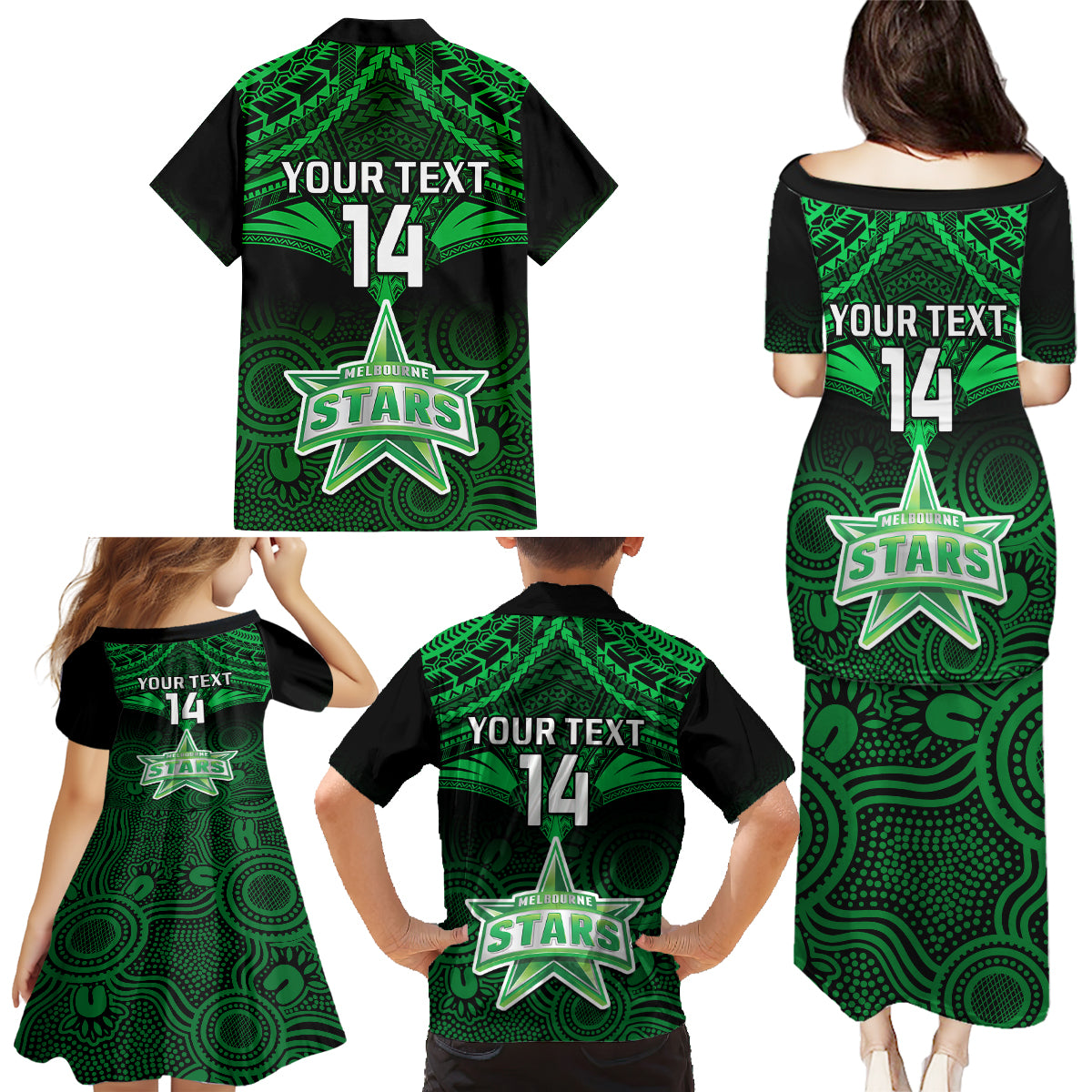 custom-melbourne-stars-cricket-family-matching-puletasi-dress-and-hawaiian-shirt-2023-unique-indigenous-art-mix-polynesian-pattern