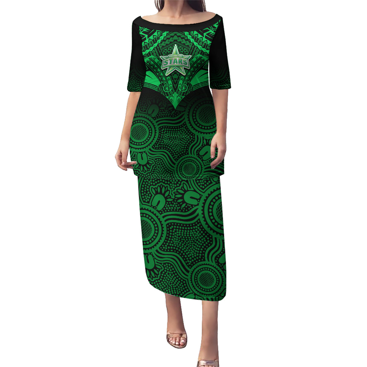 custom-melbourne-stars-cricket-family-matching-puletasi-dress-and-hawaiian-shirt-2023-unique-indigenous-art-mix-polynesian-pattern