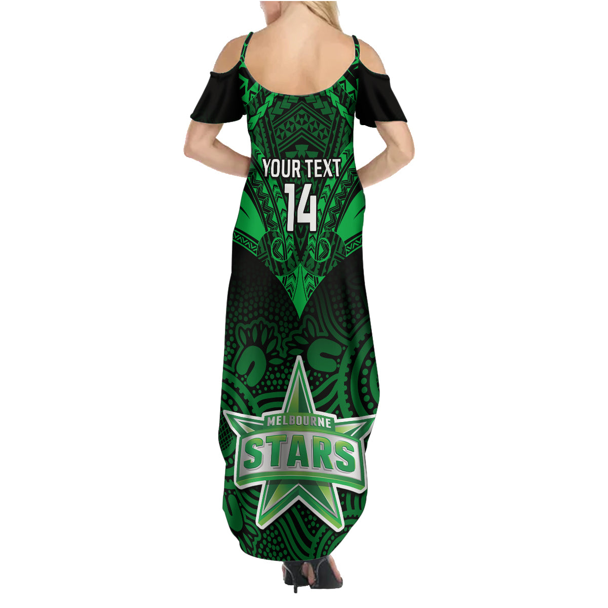 custom-melbourne-stars-cricket-family-matching-summer-maxi-dress-and-hawaiian-shirt-2023-unique-indigenous-art-mix-polynesian-pattern