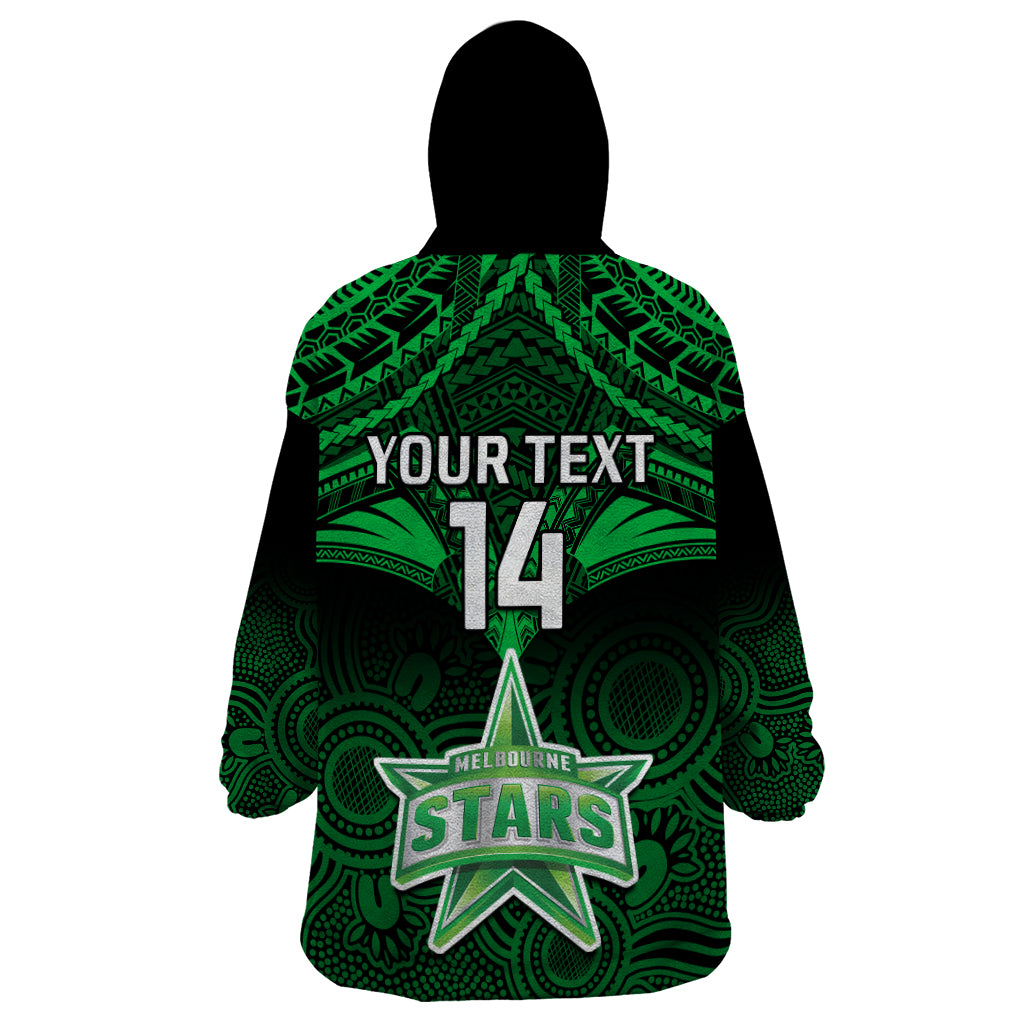 Custom Melbourne Stars Cricket Wearable Blanket Hoodie 2023 Unique Indigenous Art Mix Polynesian Pattern - Vibe Hoodie Shop