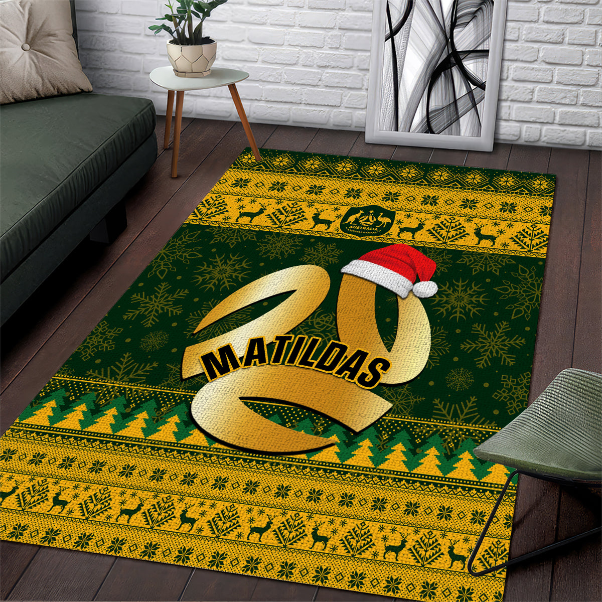 Australia Matildas Christmas Area Rug Merry Xmas 2023 National Color - Vibe Hoodie Shop