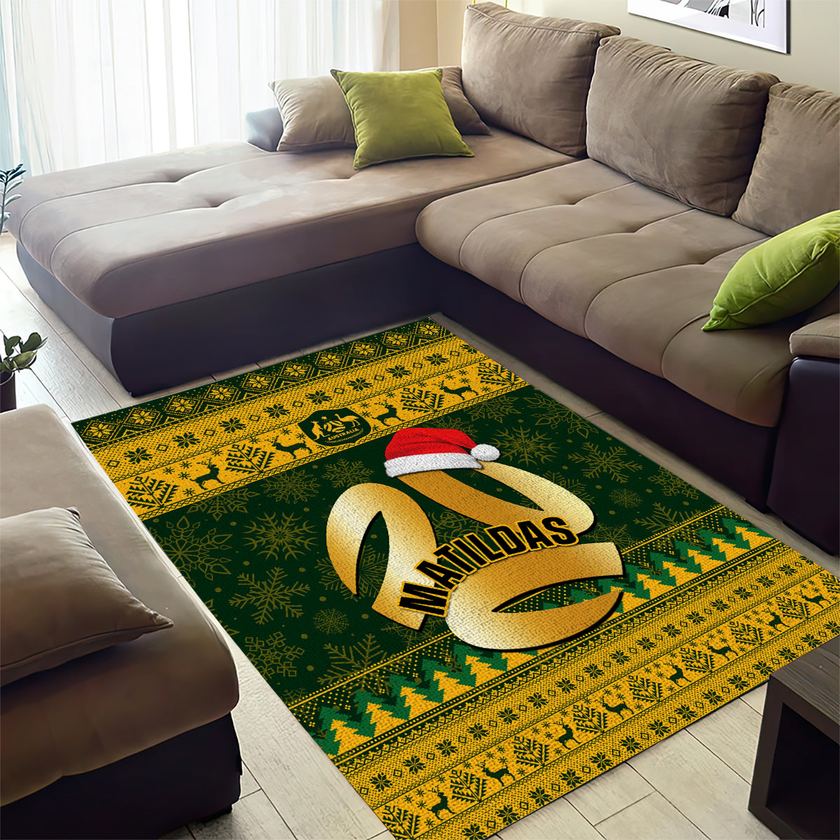 Australia Matildas Christmas Area Rug Merry Xmas 2023 National Color - Vibe Hoodie Shop