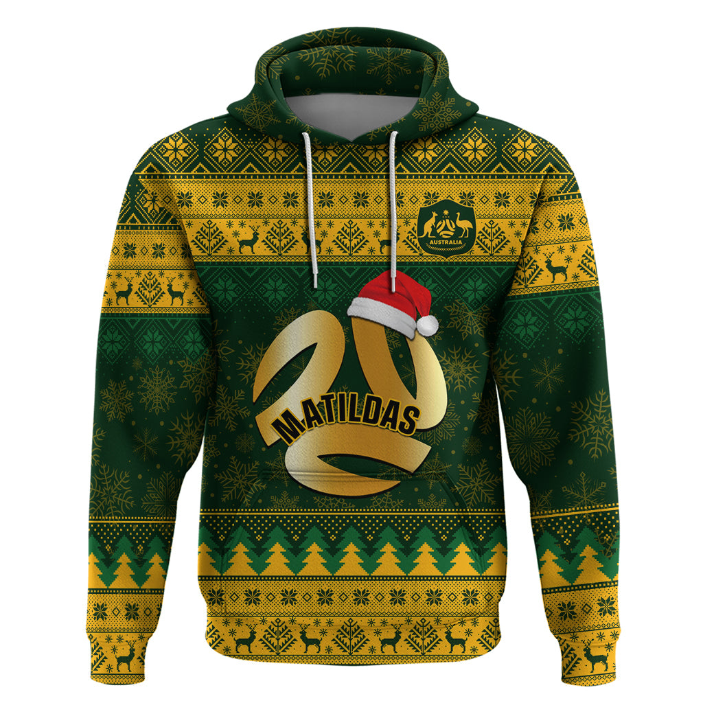 Personalised Australia Matildas Christmas Hoodie Merry Xmas 2023 National Color - Vibe Hoodie Shop