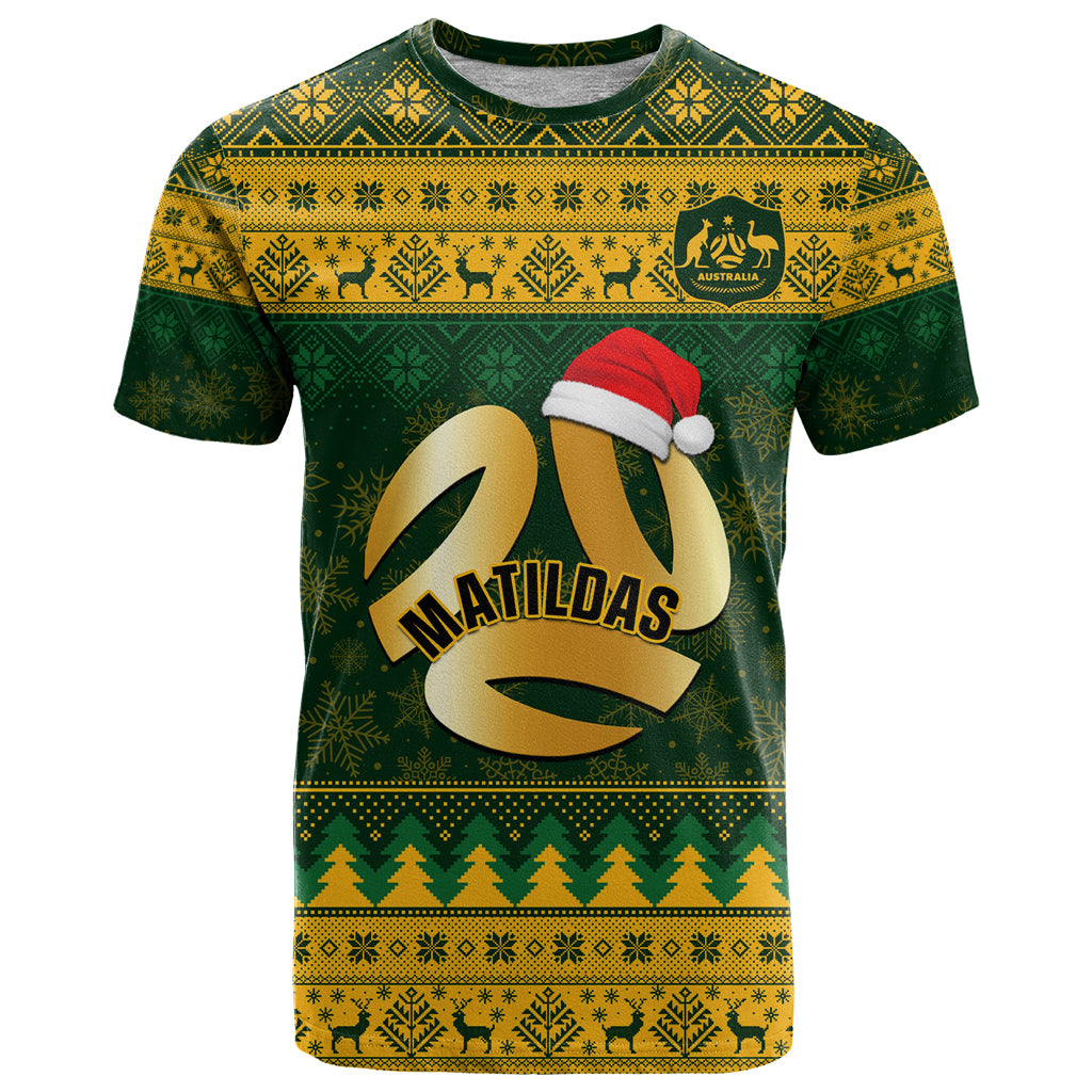 Personalised Australia Matildas Christmas T Shirt Merry Xmas 2023 National Color - Vibe Hoodie Shop