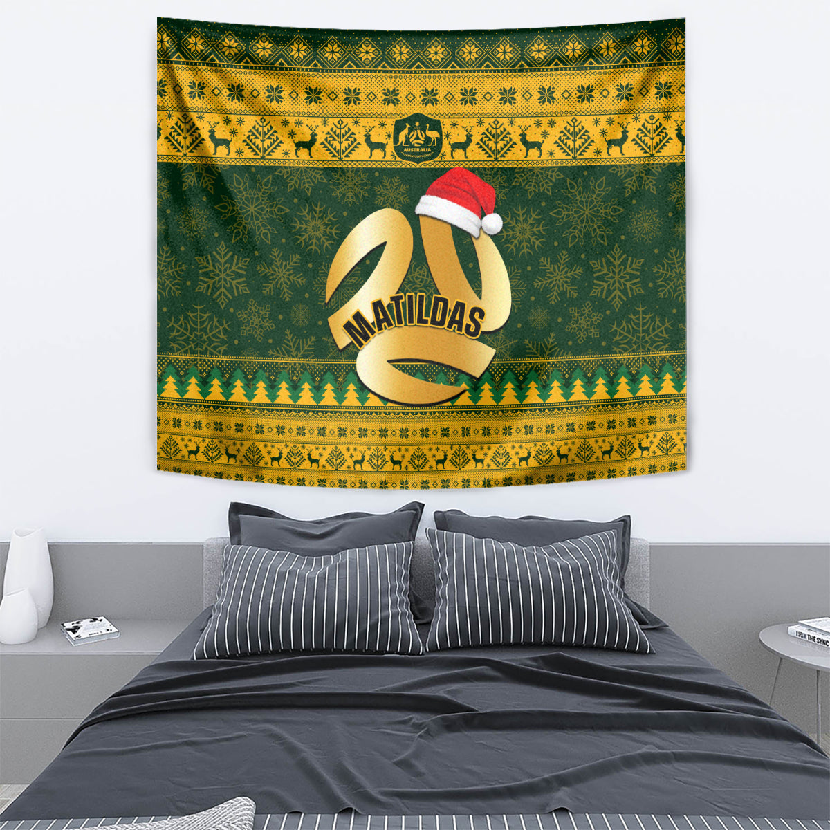 Australia Matildas Christmas Tapestry Merry Xmas 2023 National Color - Vibe Hoodie Shop