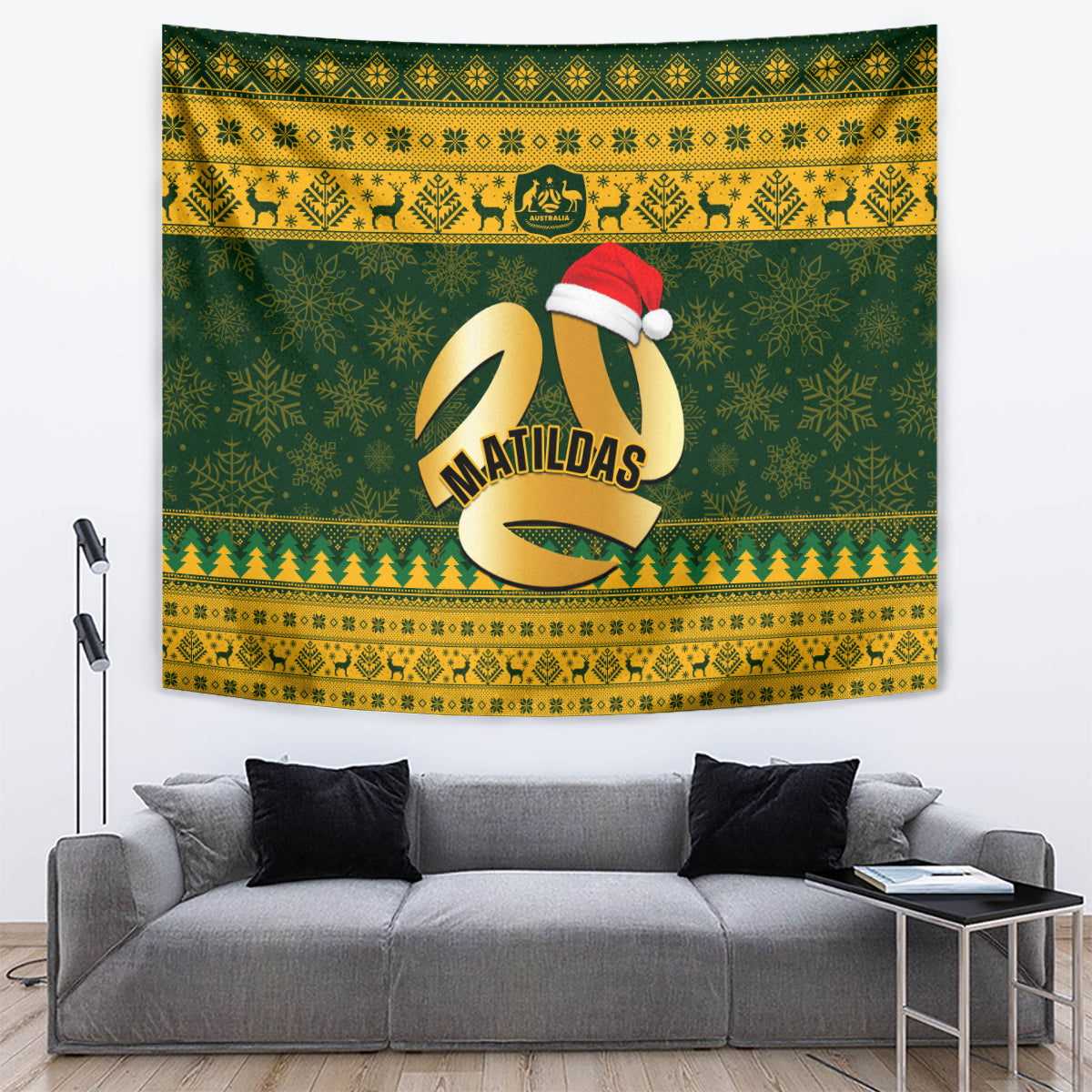 Australia Matildas Christmas Tapestry Merry Xmas 2023 National Color - Vibe Hoodie Shop