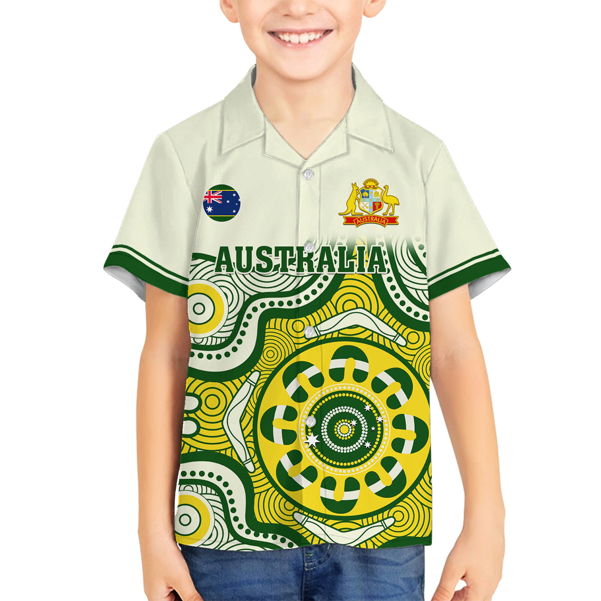 australia-cricket-family-matching-long-sleeve-bodycon-dress-and-hawaiian-shirt-boxing-day-2023-test-indigenous-art