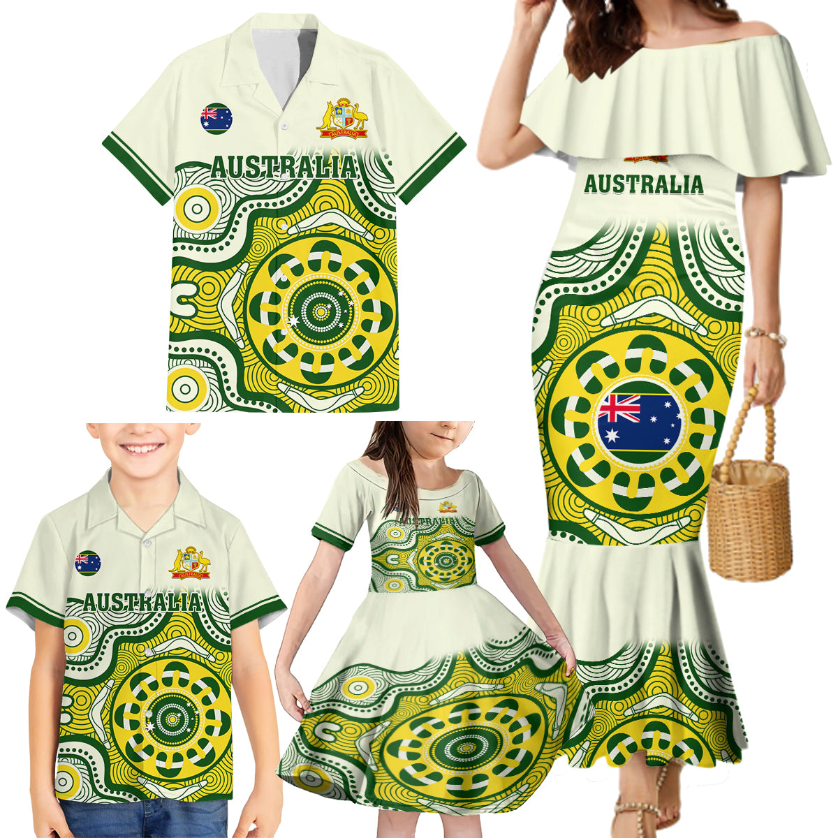 australia-cricket-family-matching-mermaid-dress-and-hawaiian-shirt-boxing-day-2023-test-indigenous-art