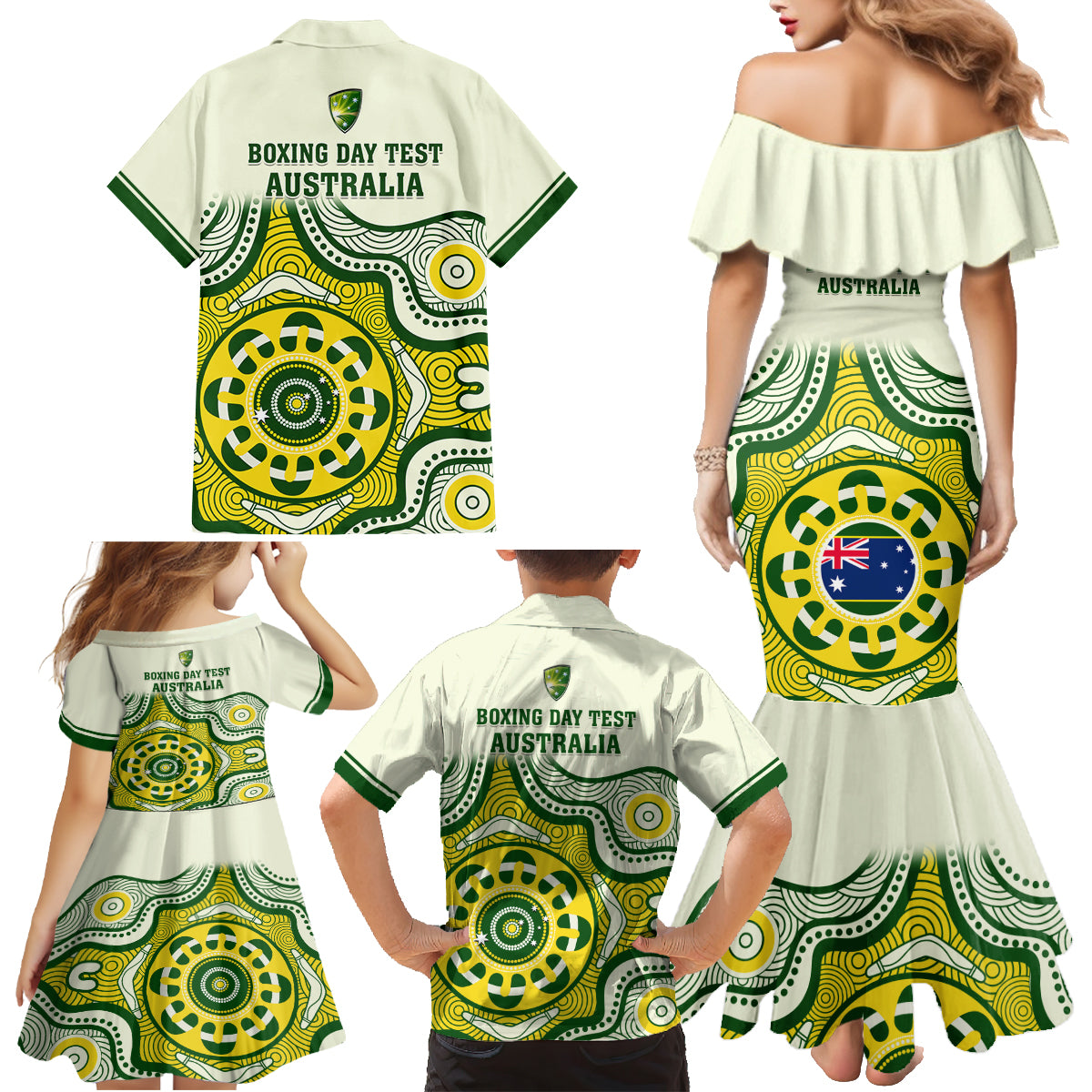 australia-cricket-family-matching-mermaid-dress-and-hawaiian-shirt-boxing-day-2023-test-indigenous-art