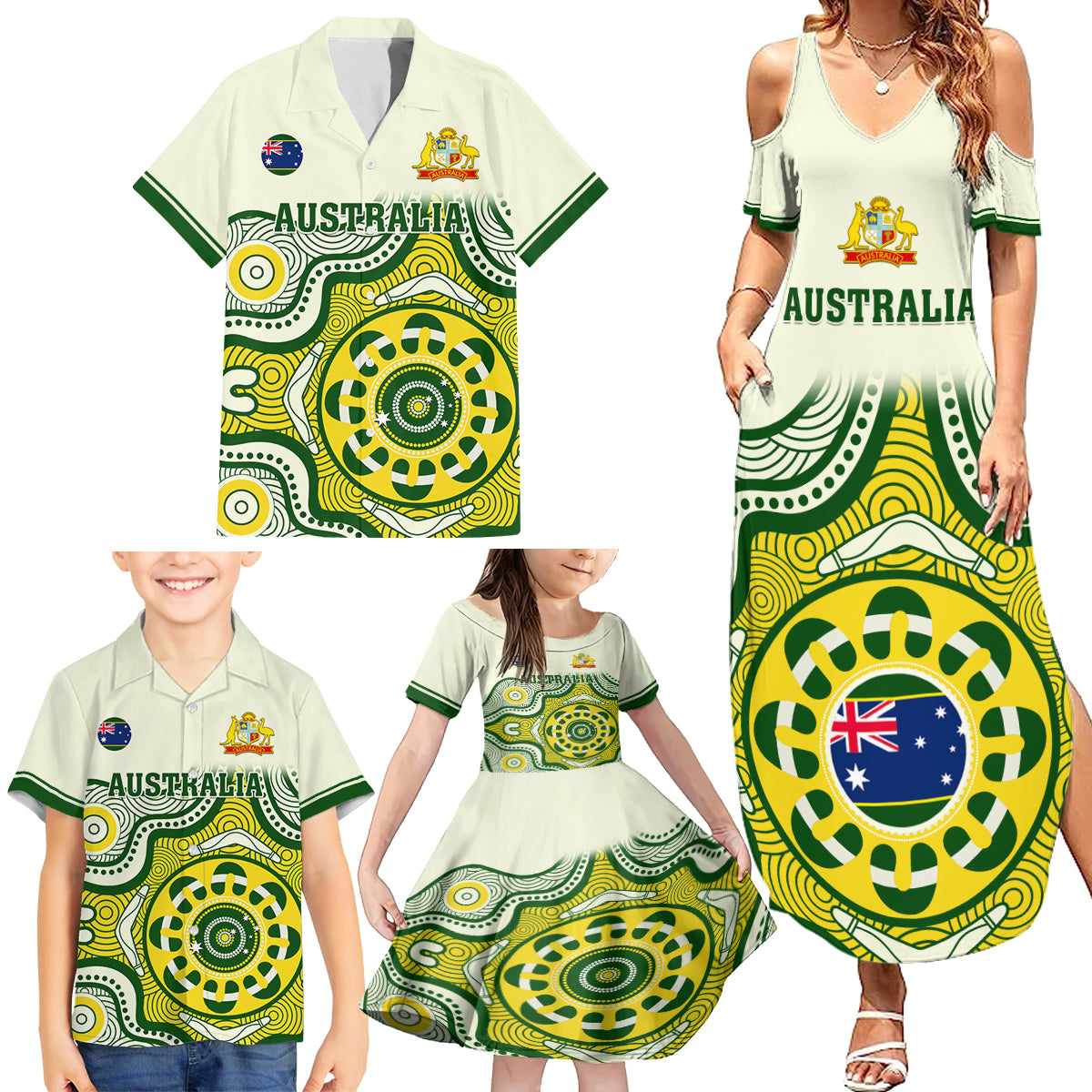 australia-cricket-family-matching-summer-maxi-dress-and-hawaiian-shirt-boxing-day-2023-test-indigenous-art