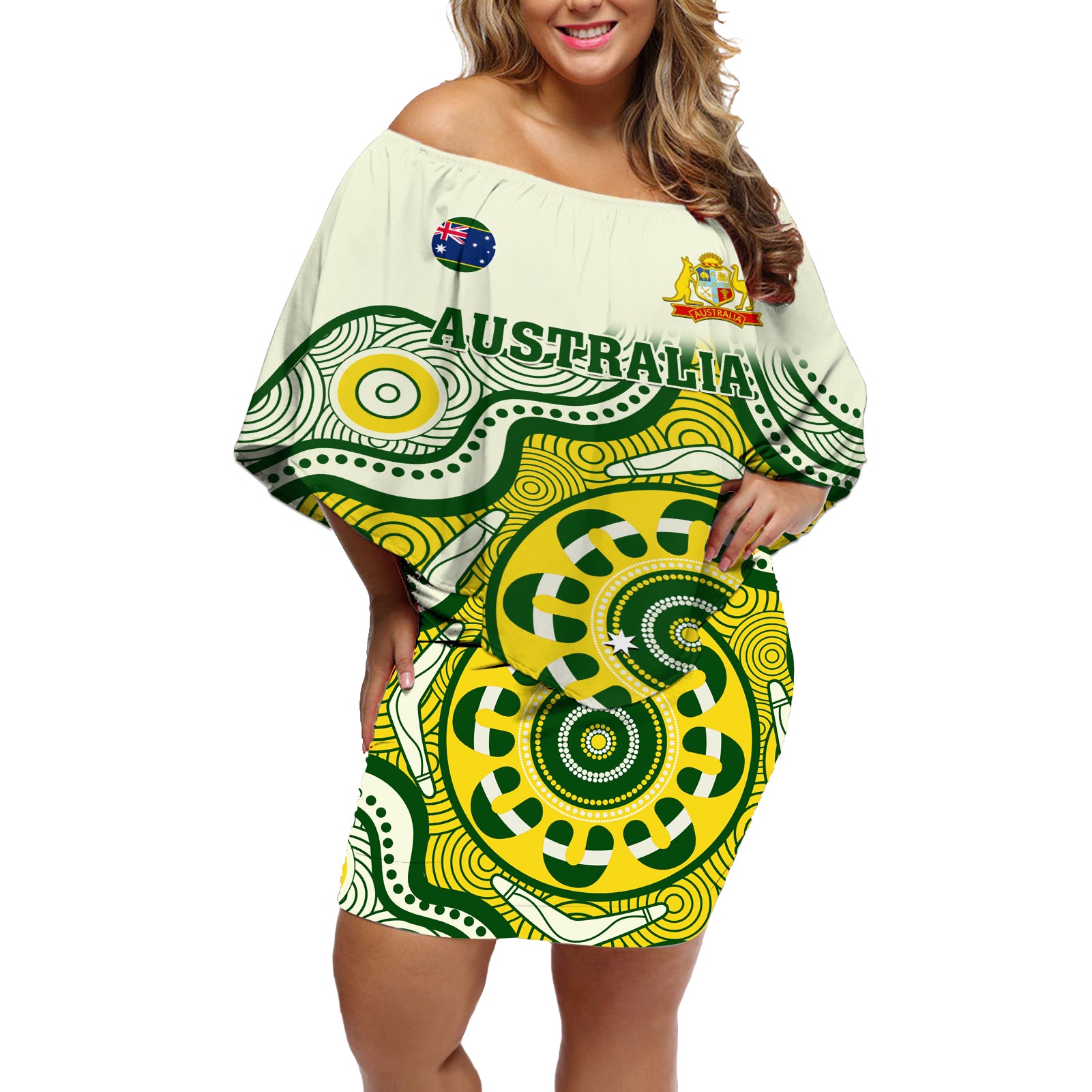 australia-cricket-off-shoulder-short-dress-boxing-day-2023-test-indigenous-art