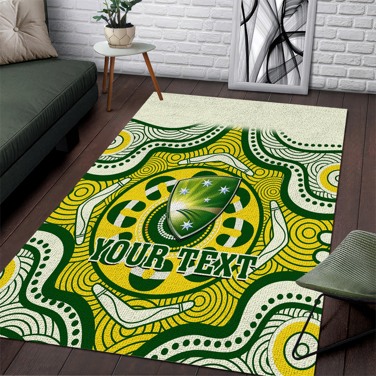 Personalised Australia Cricket Area Rug Boxing Day 2023 Test Indigenous Art - Vibe Hoodie Shop