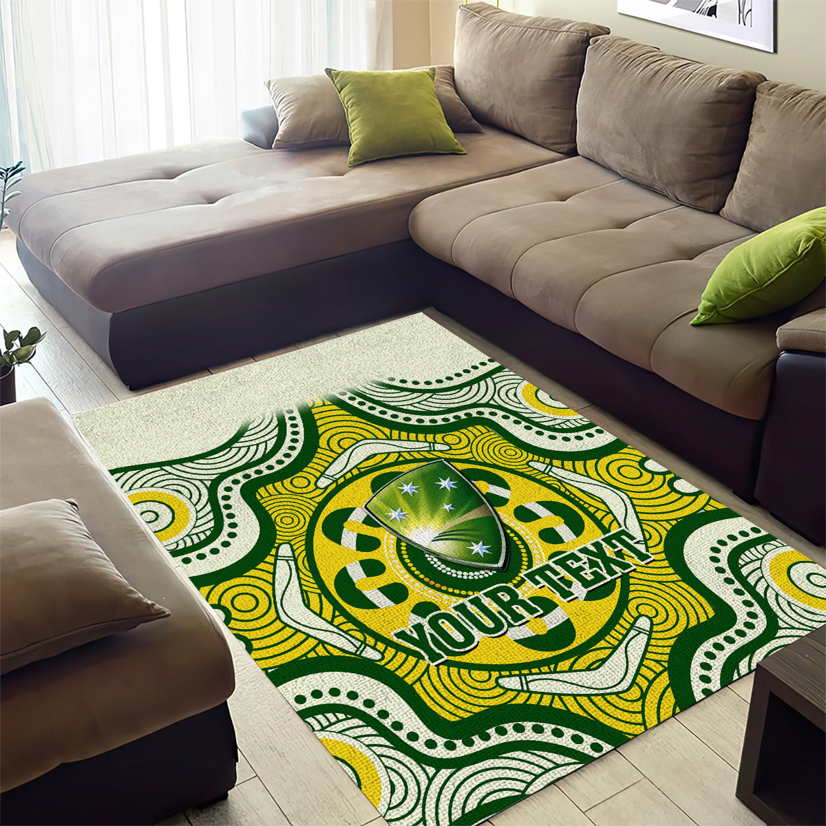 Personalised Australia Cricket Area Rug Boxing Day 2023 Test Indigenous Art - Vibe Hoodie Shop