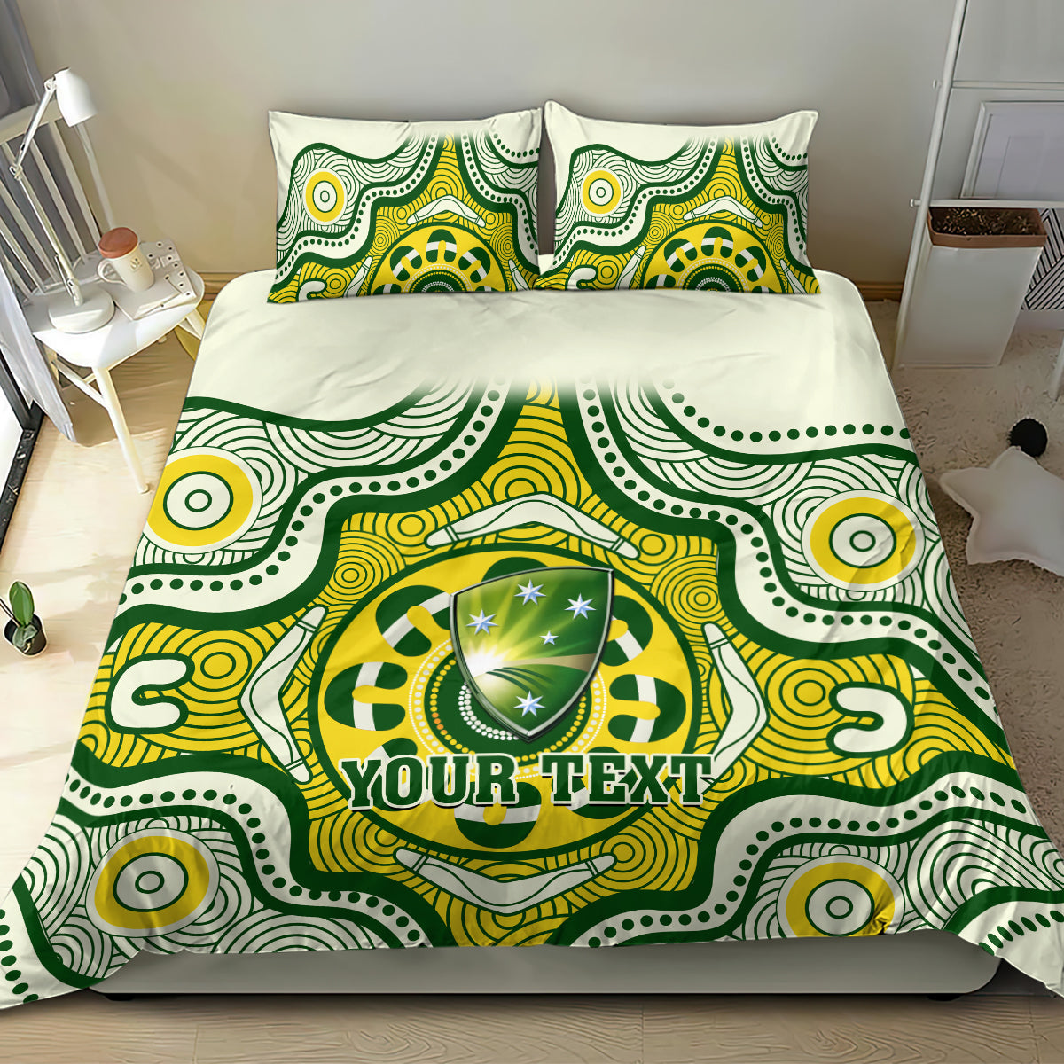 Personalised Australia Cricket Bedding Set Boxing Day 2023 Test Indigenous Art - Vibe Hoodie Shop
