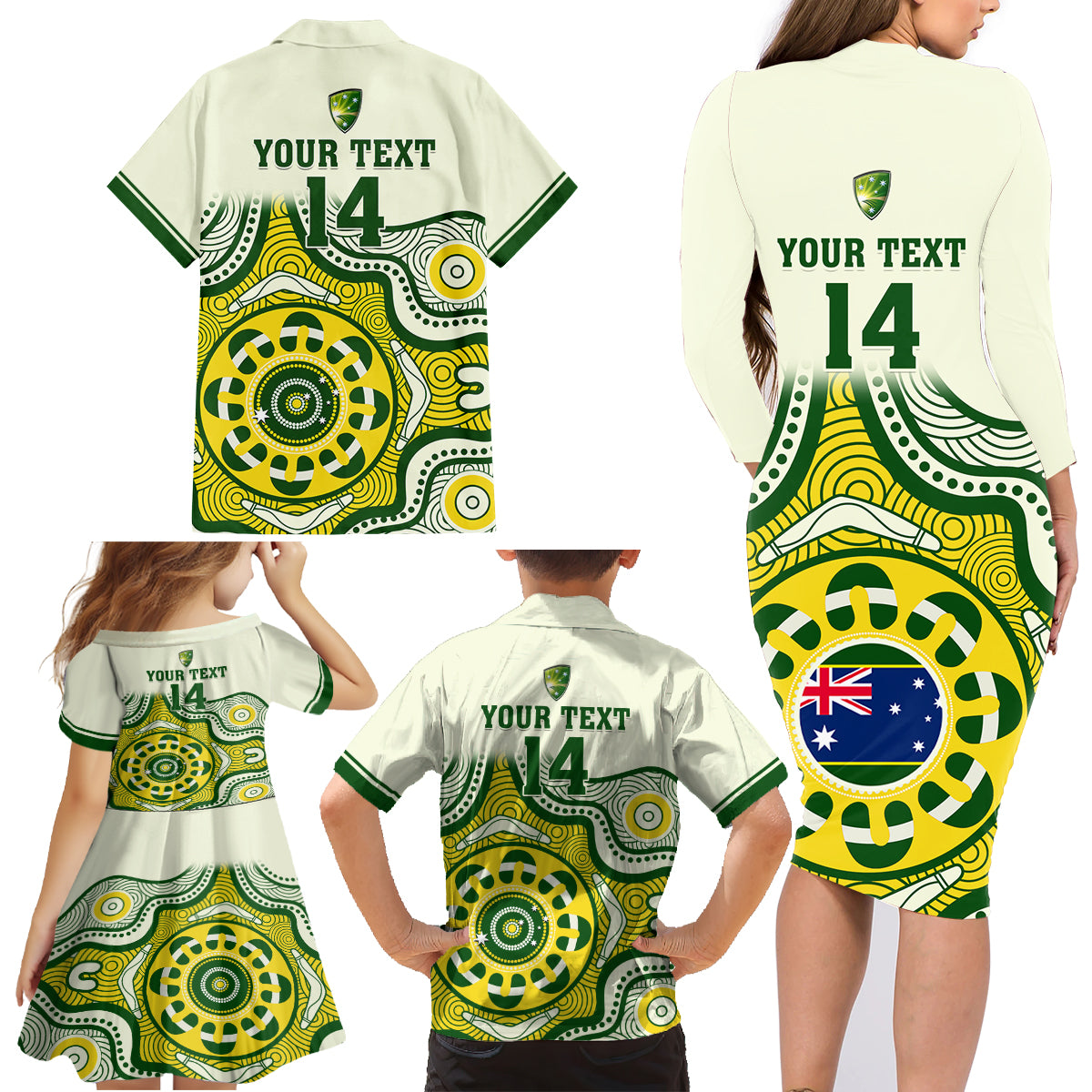 custom-australia-cricket-family-matching-long-sleeve-bodycon-dress-and-hawaiian-shirt-boxing-day-2023-test-indigenous-art