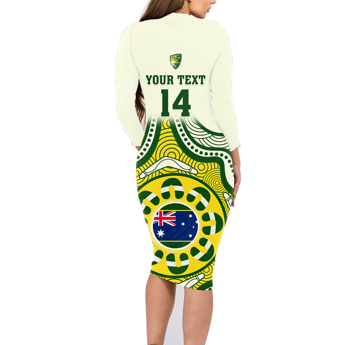 custom-australia-cricket-family-matching-long-sleeve-bodycon-dress-and-hawaiian-shirt-boxing-day-2023-test-indigenous-art