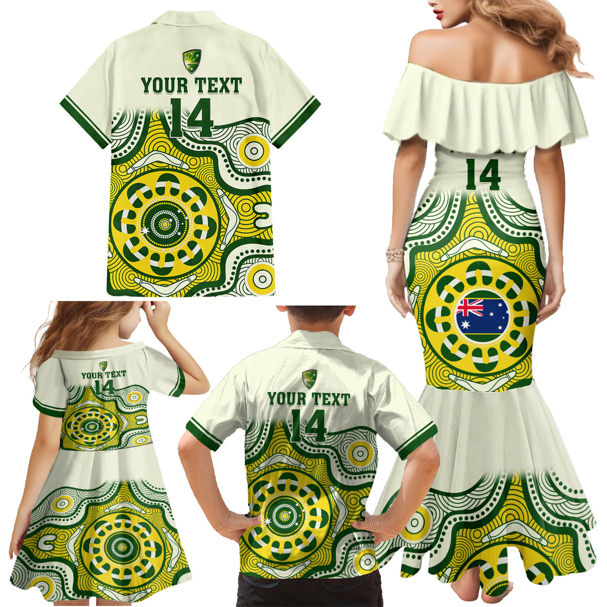 custom-australia-cricket-family-matching-mermaid-dress-and-hawaiian-shirt-boxing-day-2023-test-indigenous-art