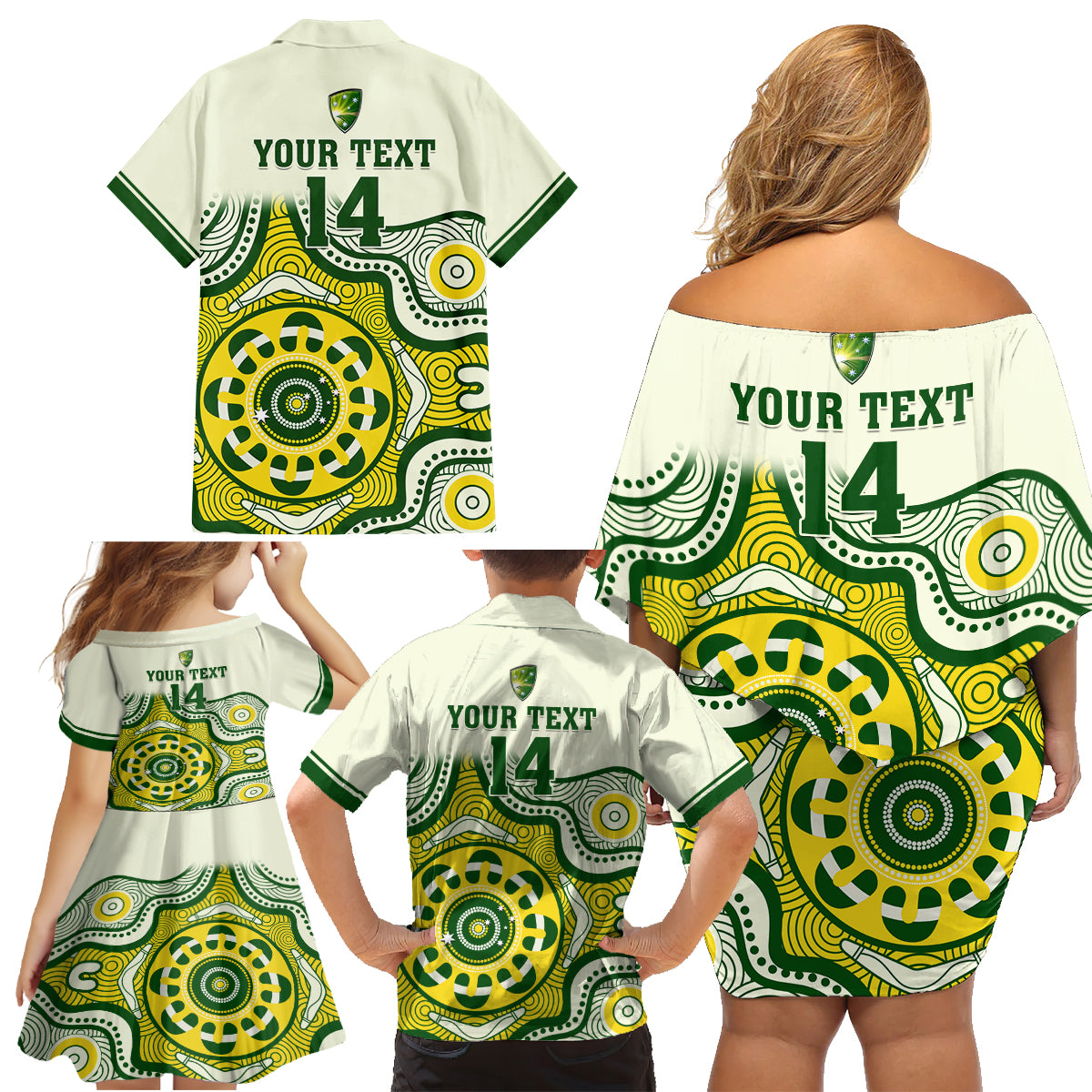 custom-australia-cricket-family-matching-off-shoulder-short-dress-and-hawaiian-shirt-boxing-day-2023-test-indigenous-art