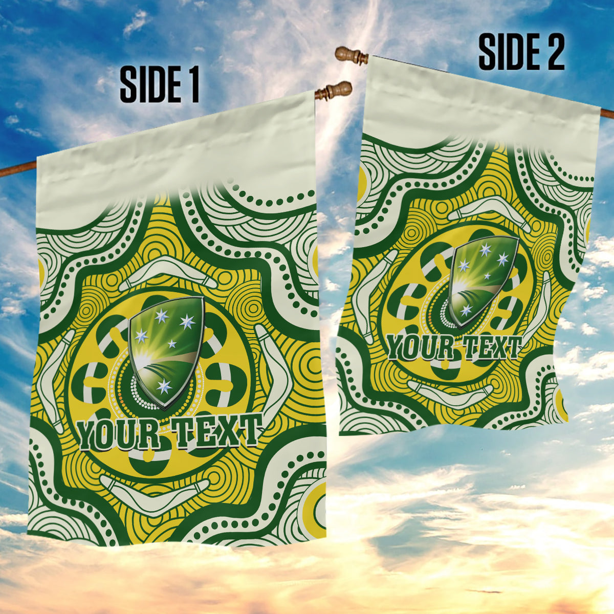 Personalised Australia Cricket Garden Flag Boxing Day 2023 Test Indigenous Art - Vibe Hoodie Shop