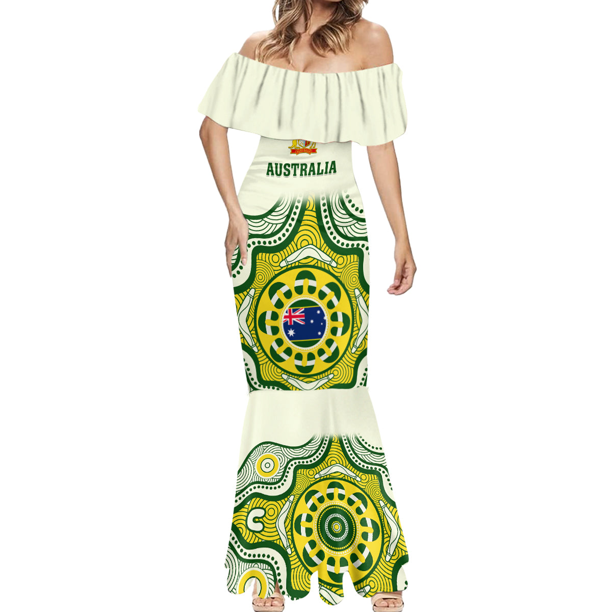 custom-australia-cricket-mermaid-dress-boxing-day-2023-test-indigenous-art