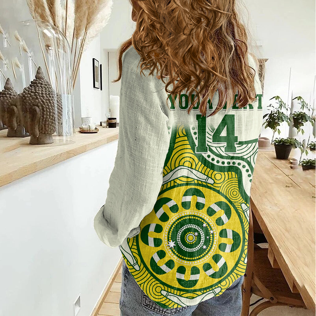Custom Australia Cricket Women Casual Shirt Boxing Day 2023 Test Indigenous Art - Vibe Hoodie Shop