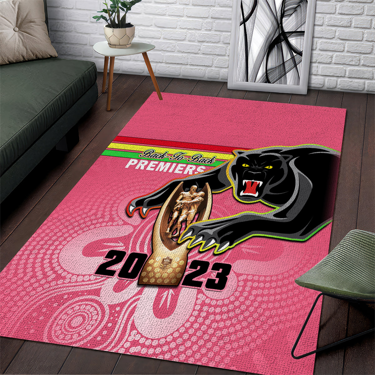 Panthers Area Rug Premiers Back To Back 2023 Pink Version - Vibe Hoodie Shop