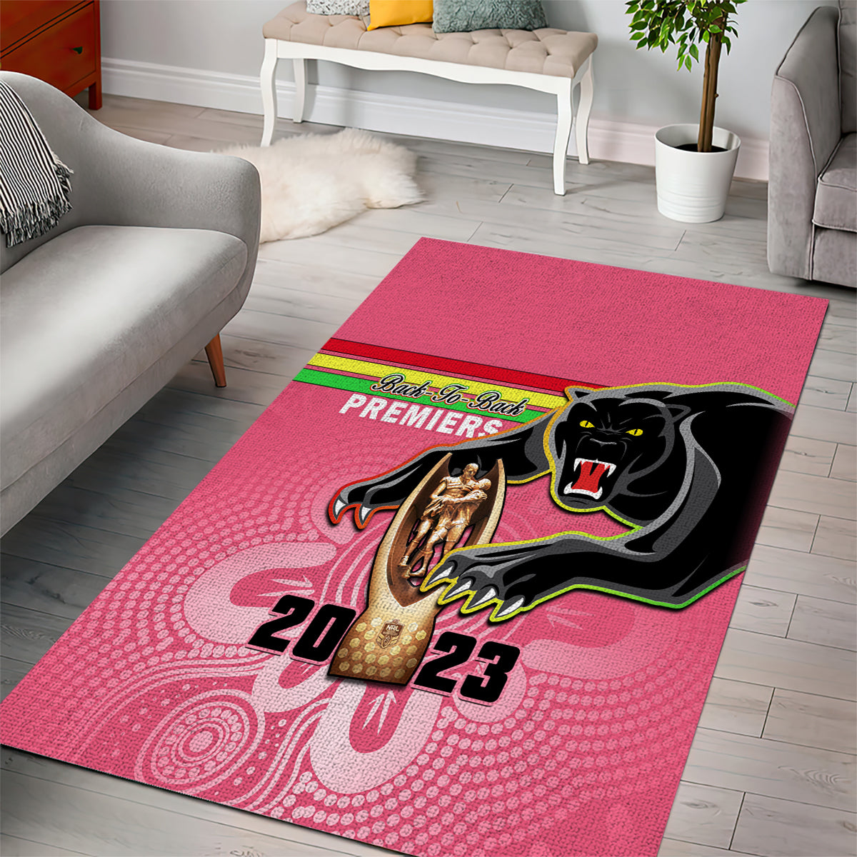 Panthers Area Rug Premiers Back To Back 2023 Pink Version - Vibe Hoodie Shop