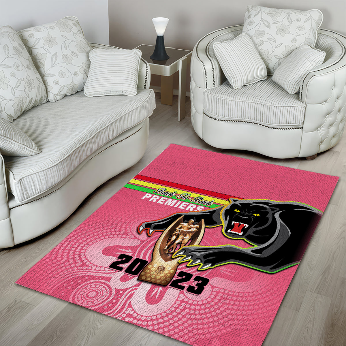 Panthers Area Rug Premiers Back To Back 2023 Pink Version - Vibe Hoodie Shop