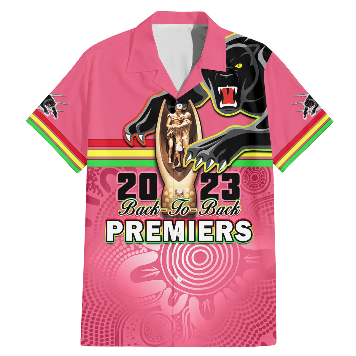 personalised-panthers-family-matching-mermaid-dress-and-hawaiian-shirt-premiers-back-to-back-2023-pink-version