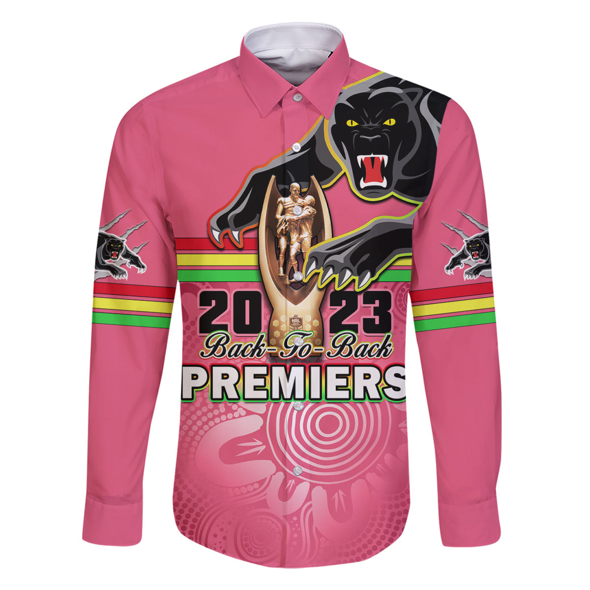 personalised-panthers-family-matching-mermaid-dress-and-hawaiian-shirt-premiers-back-to-back-2023-pink-version