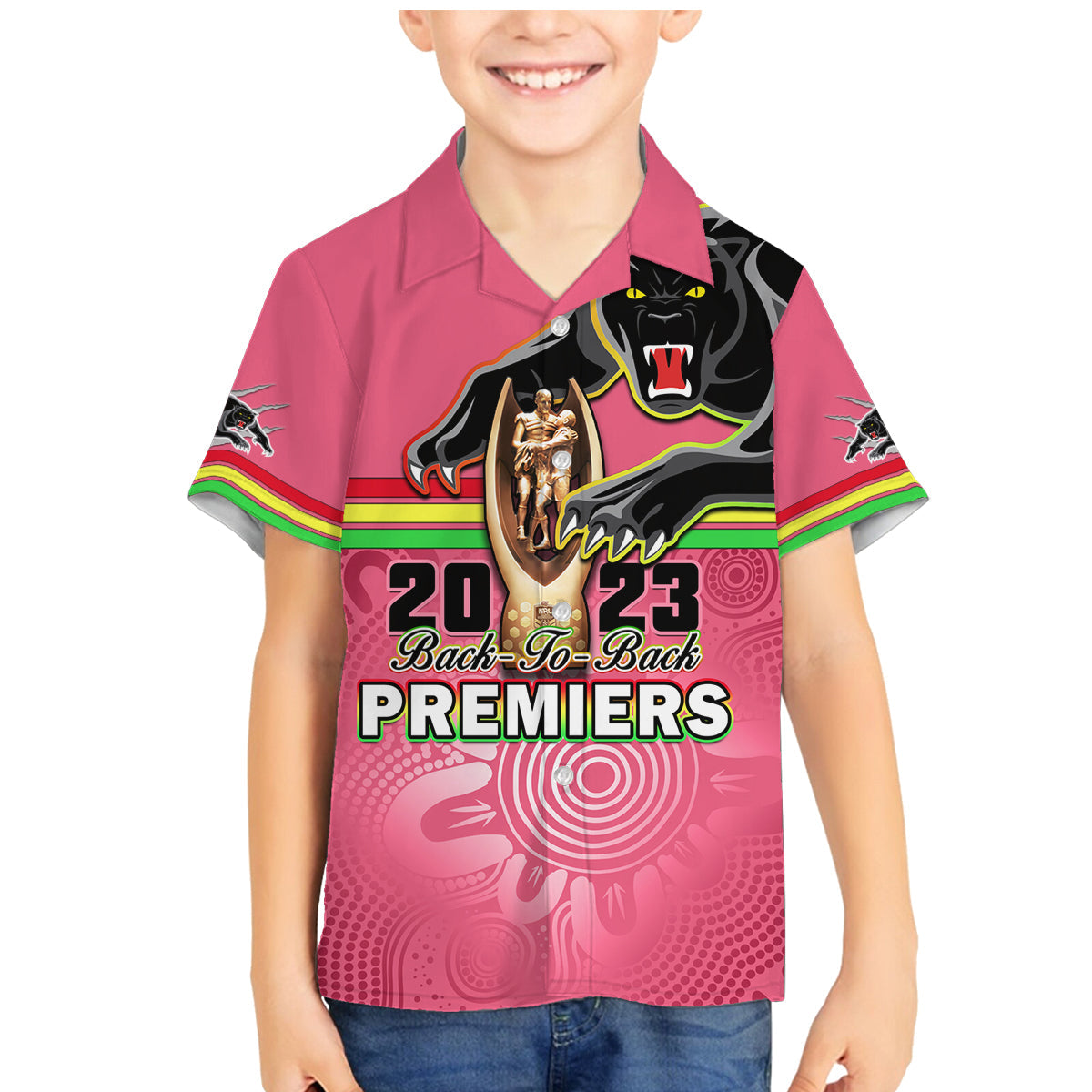 personalised-panthers-family-matching-mermaid-dress-and-hawaiian-shirt-premiers-back-to-back-2023-pink-version