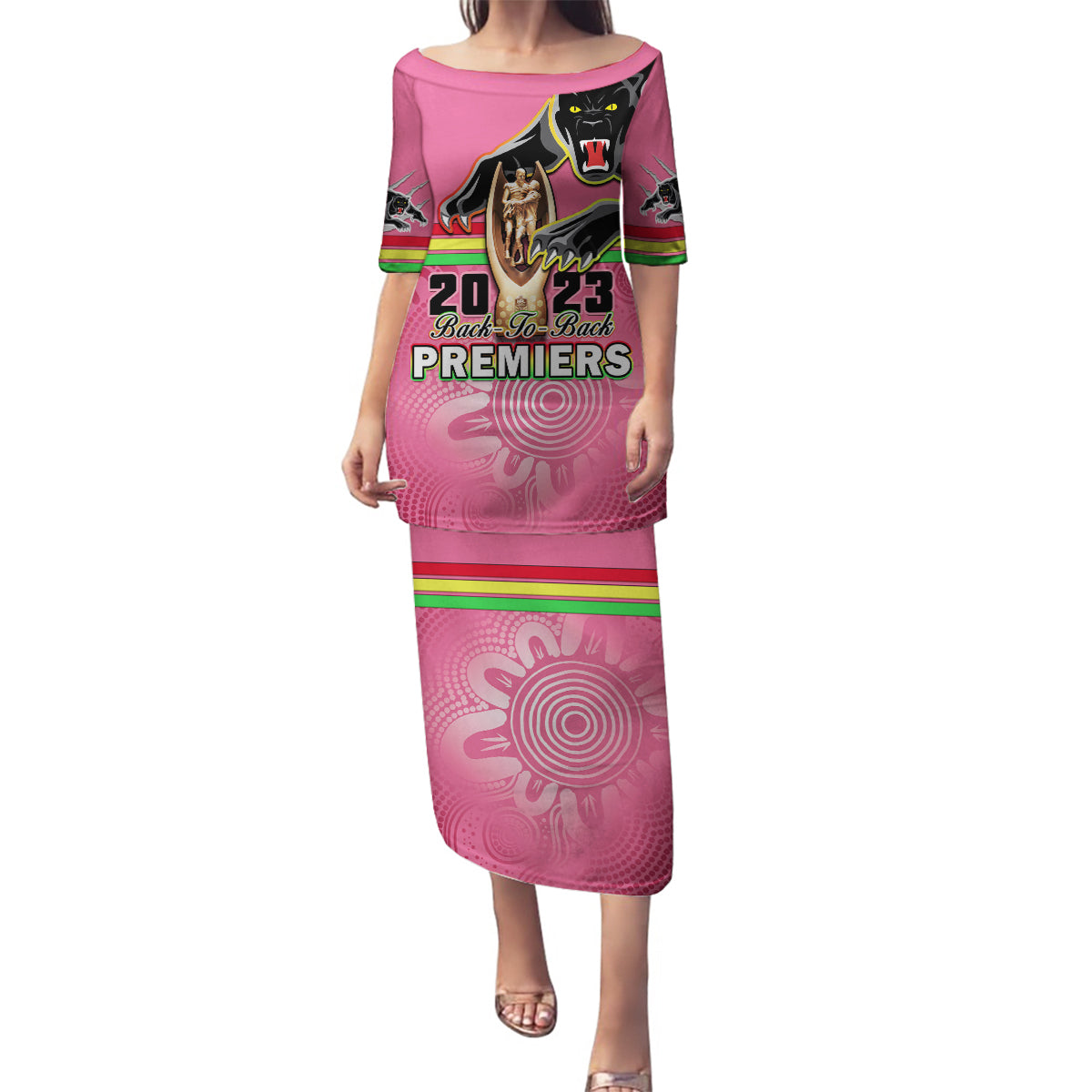 personalised-panthers-family-matching-puletasi-dress-and-hawaiian-shirt-premiers-back-to-back-2023-pink-version