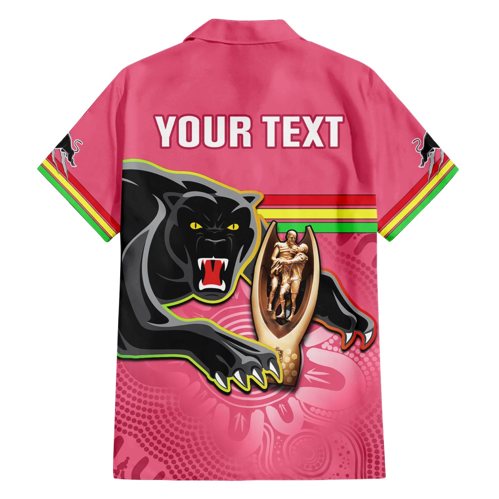 personalised-panthers-family-matching-short-sleeve-bodycon-dress-and-hawaiian-shirt-premiers-back-to-back-2023-pink-version