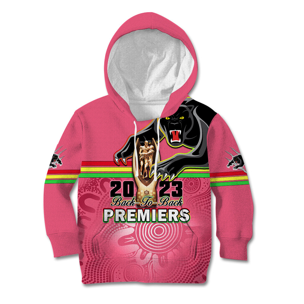 Personalised Panthers Kid Hoodie Premiers Back To Back 2023 Pink Version - Vibe Hoodie Shop