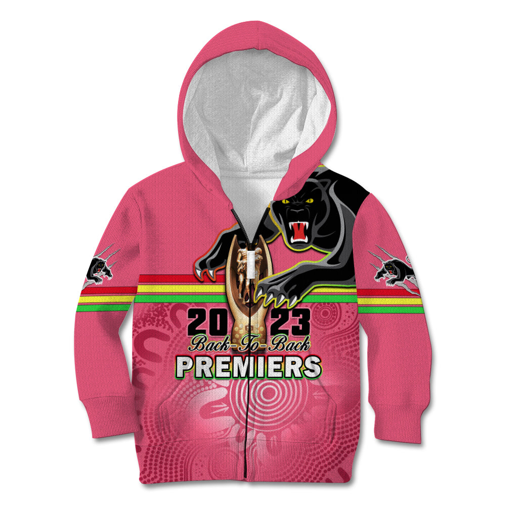 Personalised Panthers Kid Hoodie Premiers Back To Back 2023 Pink Version - Vibe Hoodie Shop