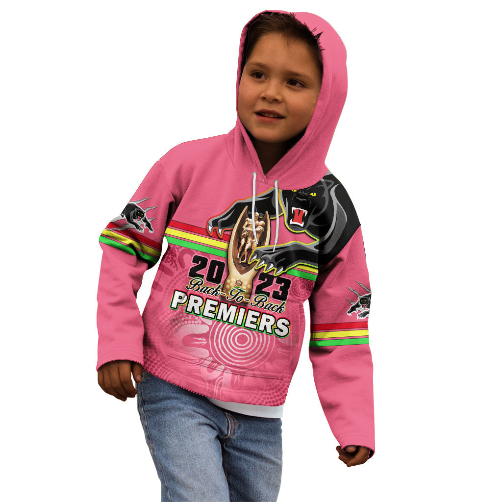 Personalised Panthers Kid Hoodie Premiers Back To Back 2023 Pink Version - Vibe Hoodie Shop