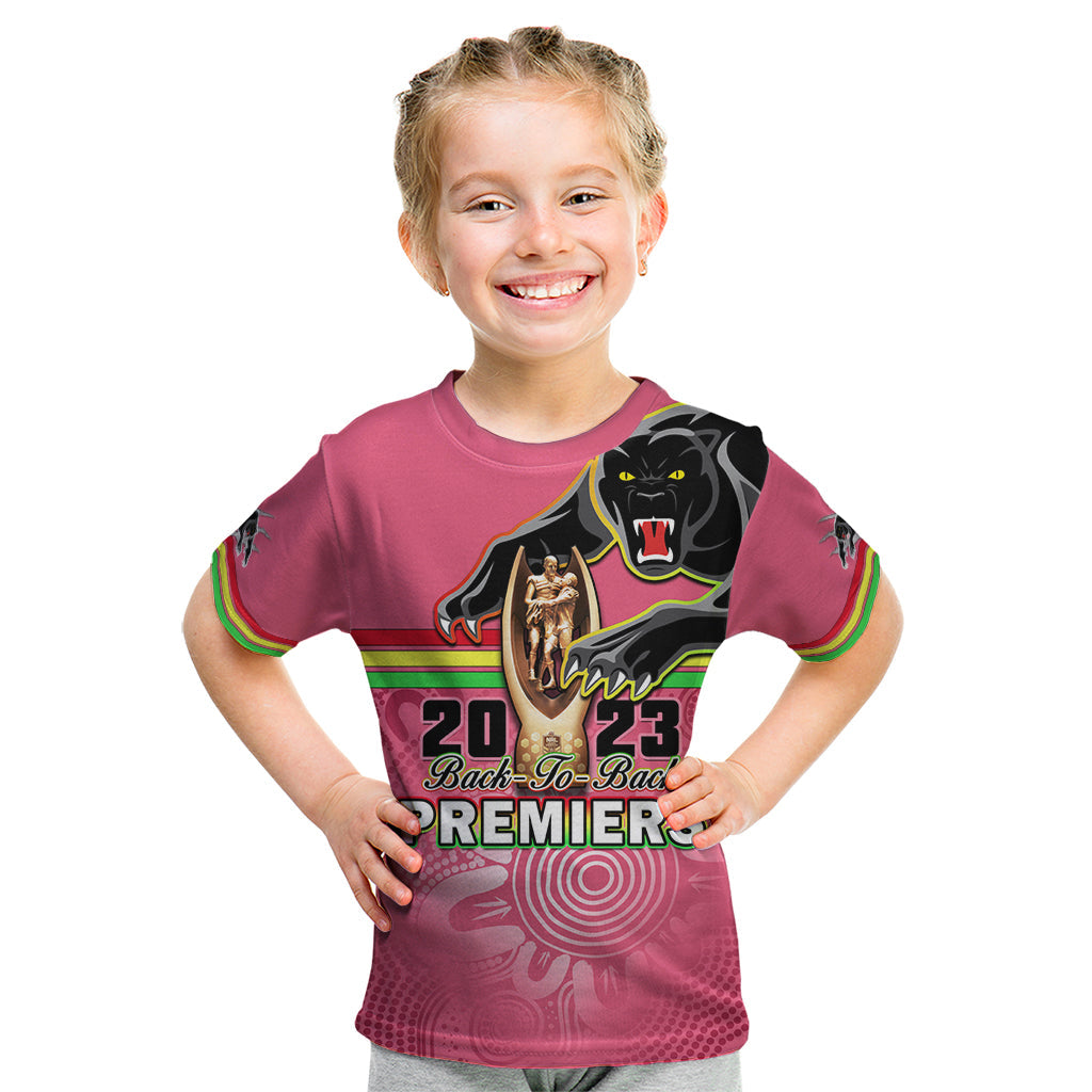 Personalised Panthers Kid T Shirt Premiers Back To Back 2023 Pink Version - Vibe Hoodie Shop