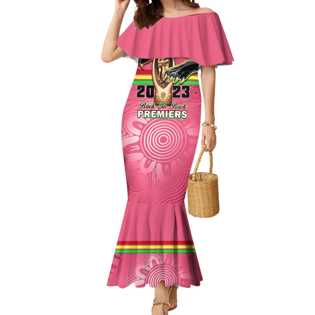 personalised-panthers-mermaid-dress-premiers-back-to-back-2023-pink-version
