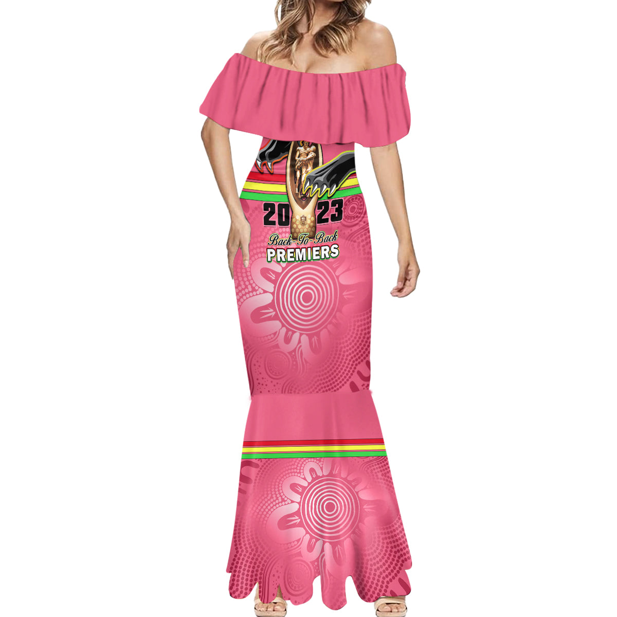 personalised-panthers-mermaid-dress-premiers-back-to-back-2023-pink-version