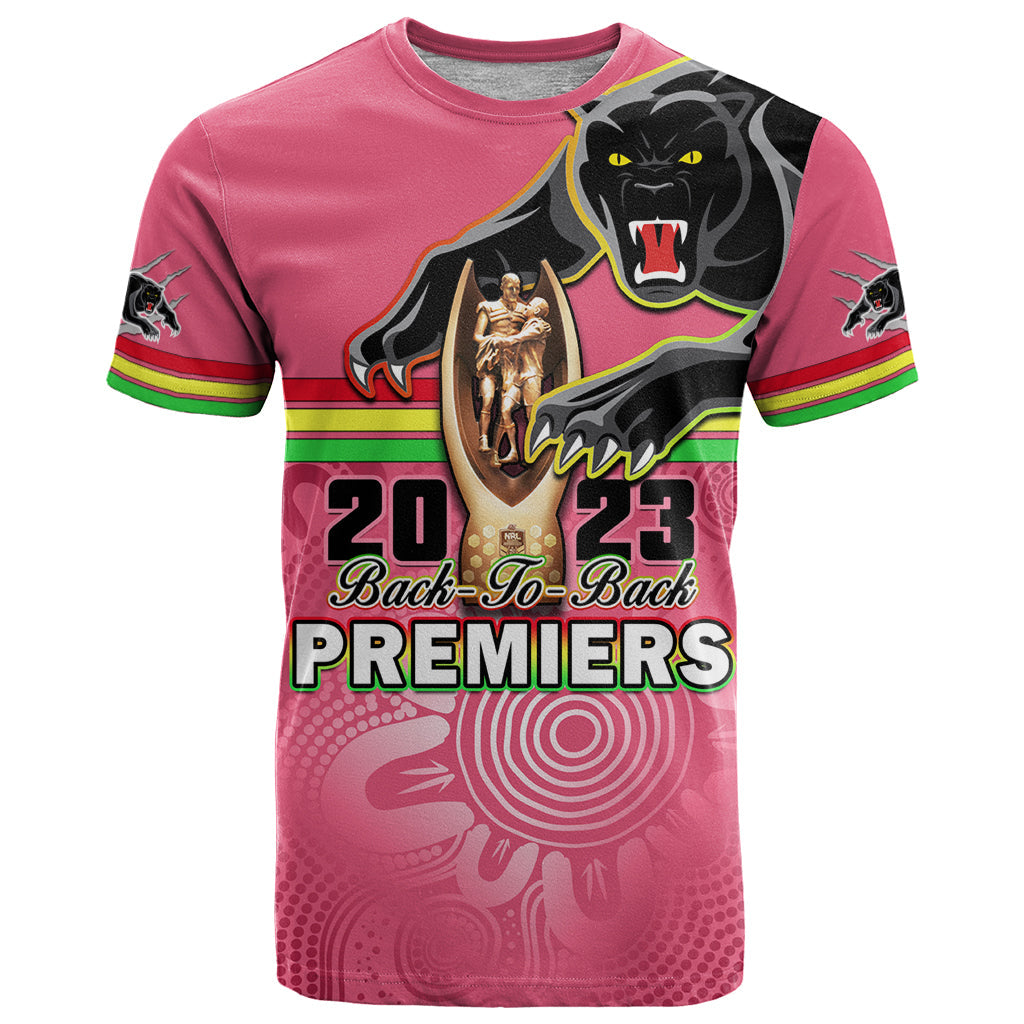 Personalised Panthers T Shirt Premiers Back To Back 2023 Pink Version - Vibe Hoodie Shop