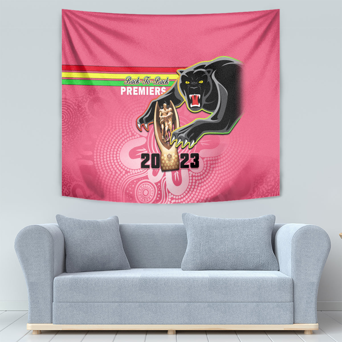 Panthers Tapestry Premiers Back To Back 2023 Pink Version - Vibe Hoodie Shop