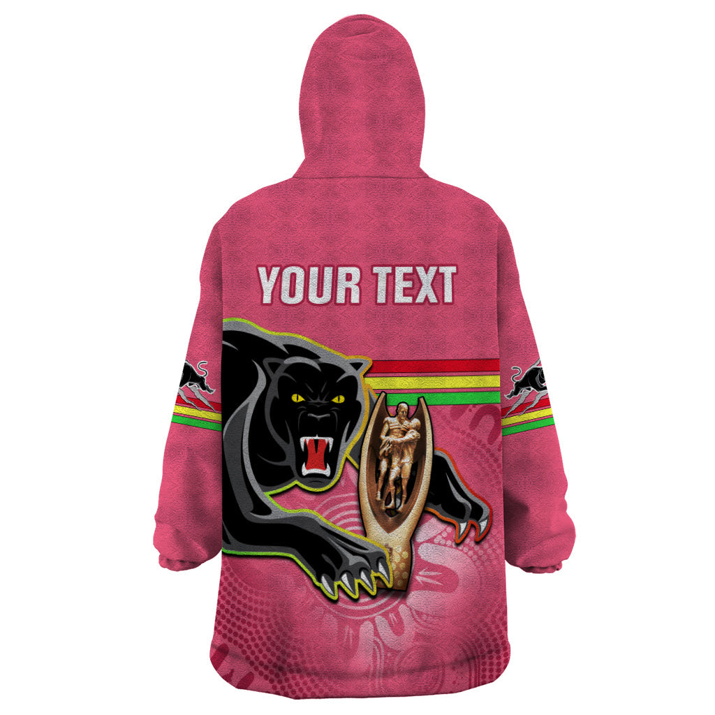 Personalised Panthers Wearable Blanket Hoodie Premiers Back To Back 2023 Pink Version - Vibe Hoodie Shop