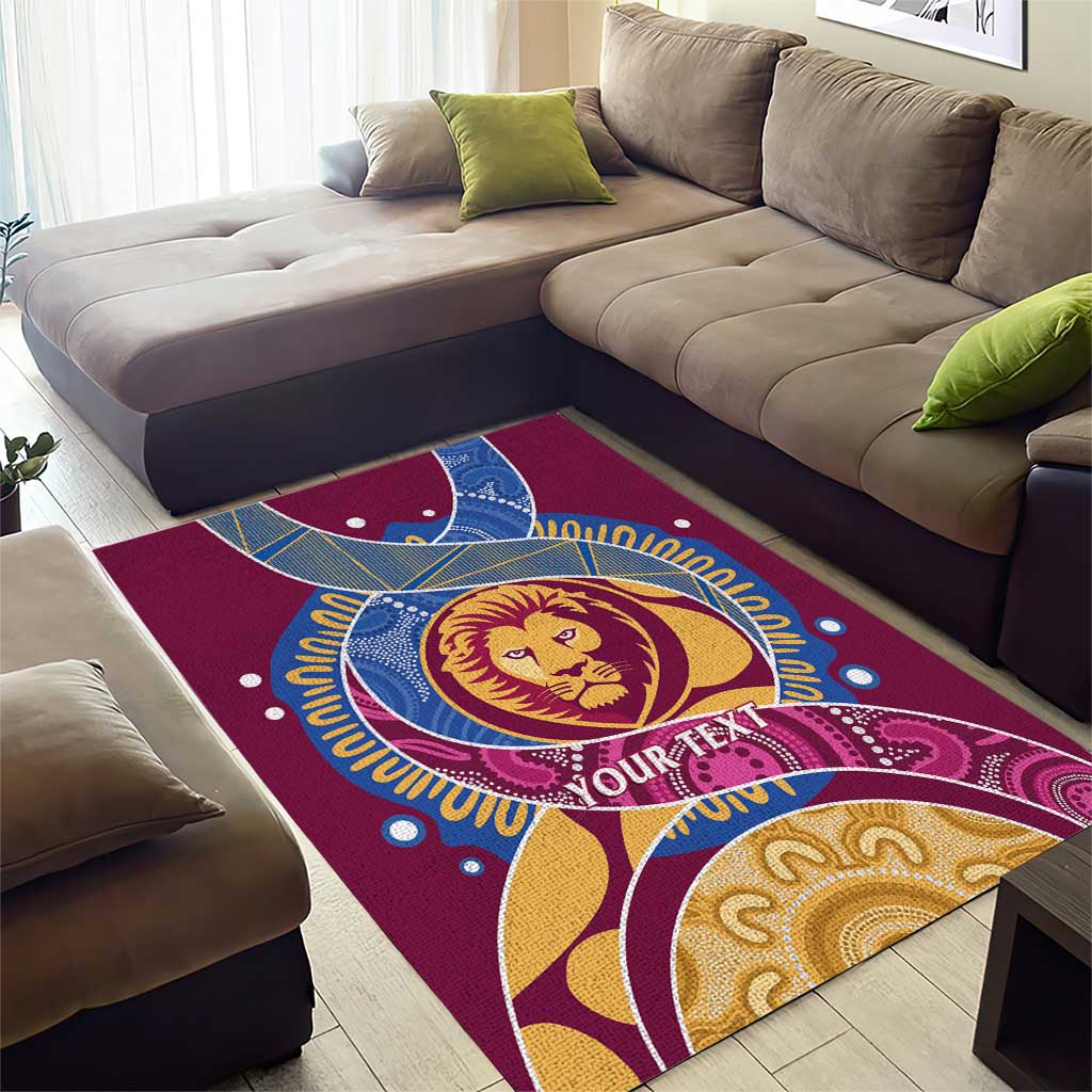 Brisbane Lions Football Custom Area Rug Premiers Proud Aboriginal Art - Vibe Hoodie