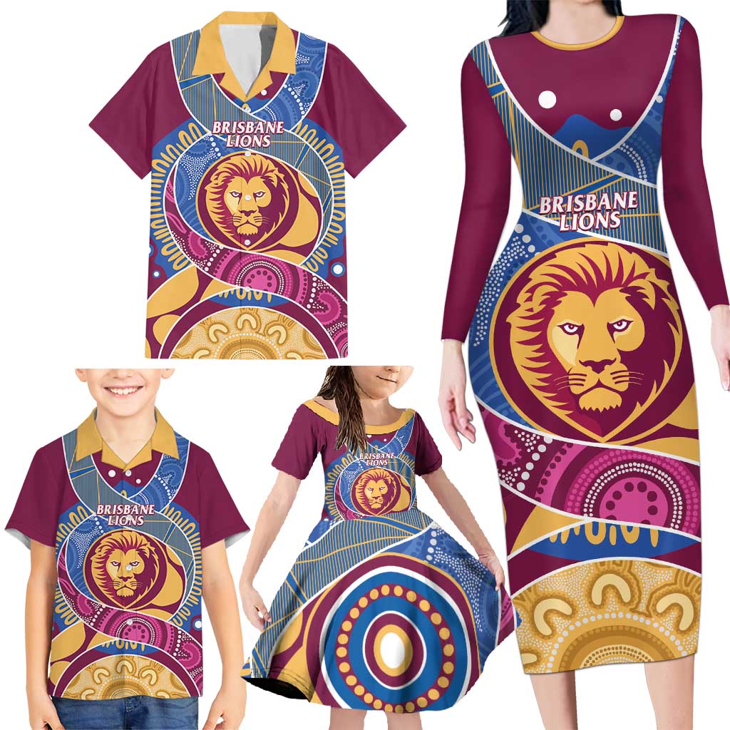 Brisbane Lions Football Custom Family Matching Long Sleeve Bodycon Dress and Hawaiian Shirt Premiers Proud Aboriginal Art - Vibe Hoodie