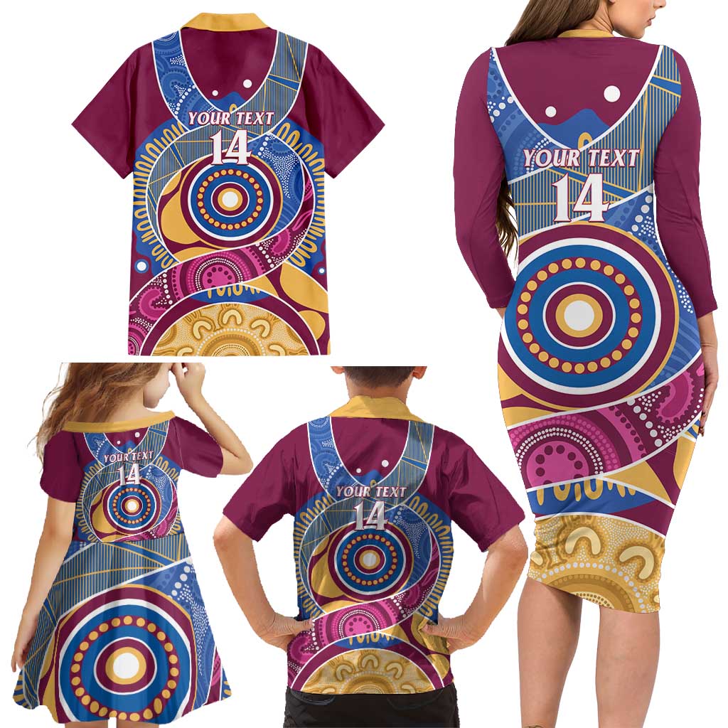 Brisbane Lions Football Custom Family Matching Long Sleeve Bodycon Dress and Hawaiian Shirt Premiers Proud Aboriginal Art - Vibe Hoodie