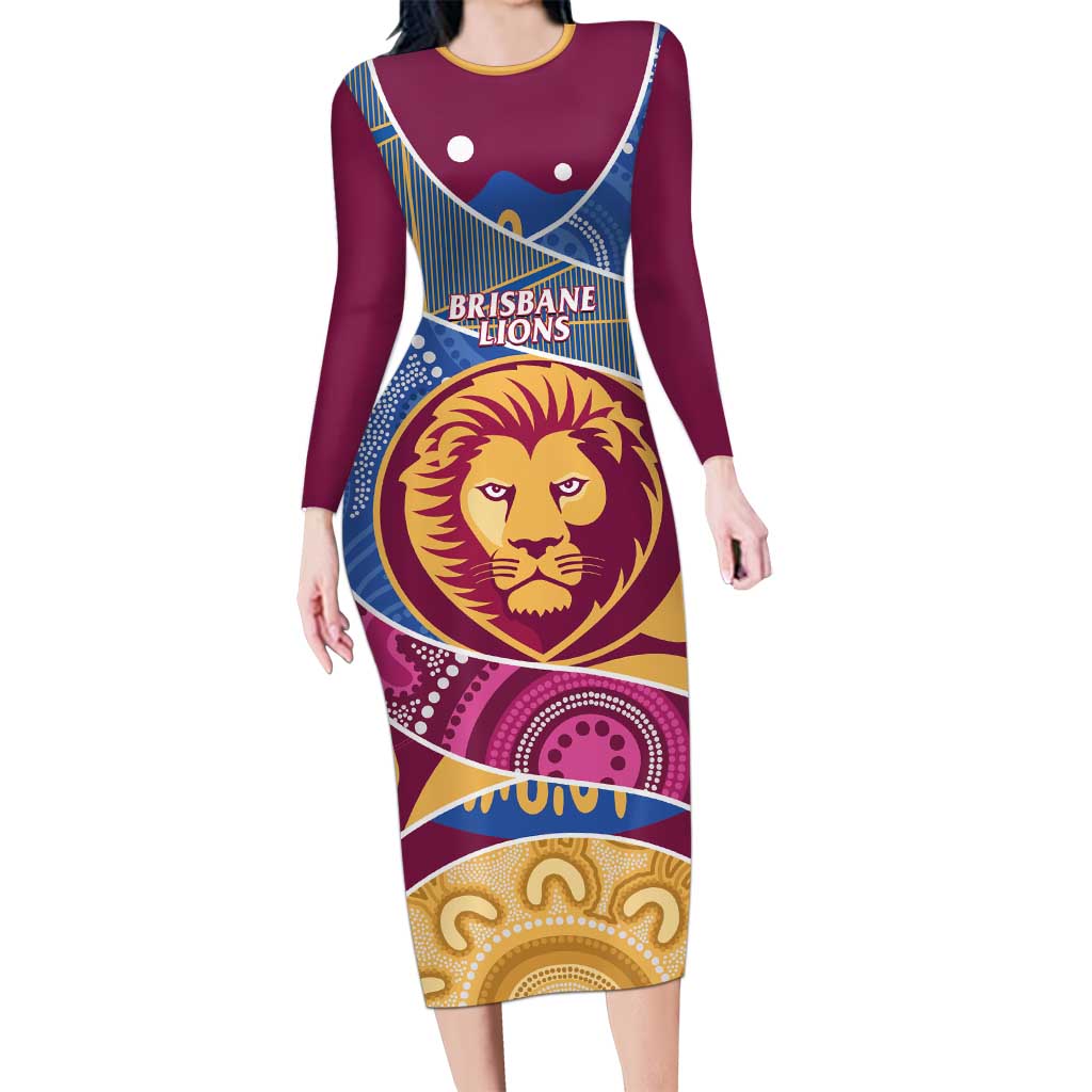 Brisbane Lions Football Custom Family Matching Long Sleeve Bodycon Dress and Hawaiian Shirt Premiers Proud Aboriginal Art - Vibe Hoodie