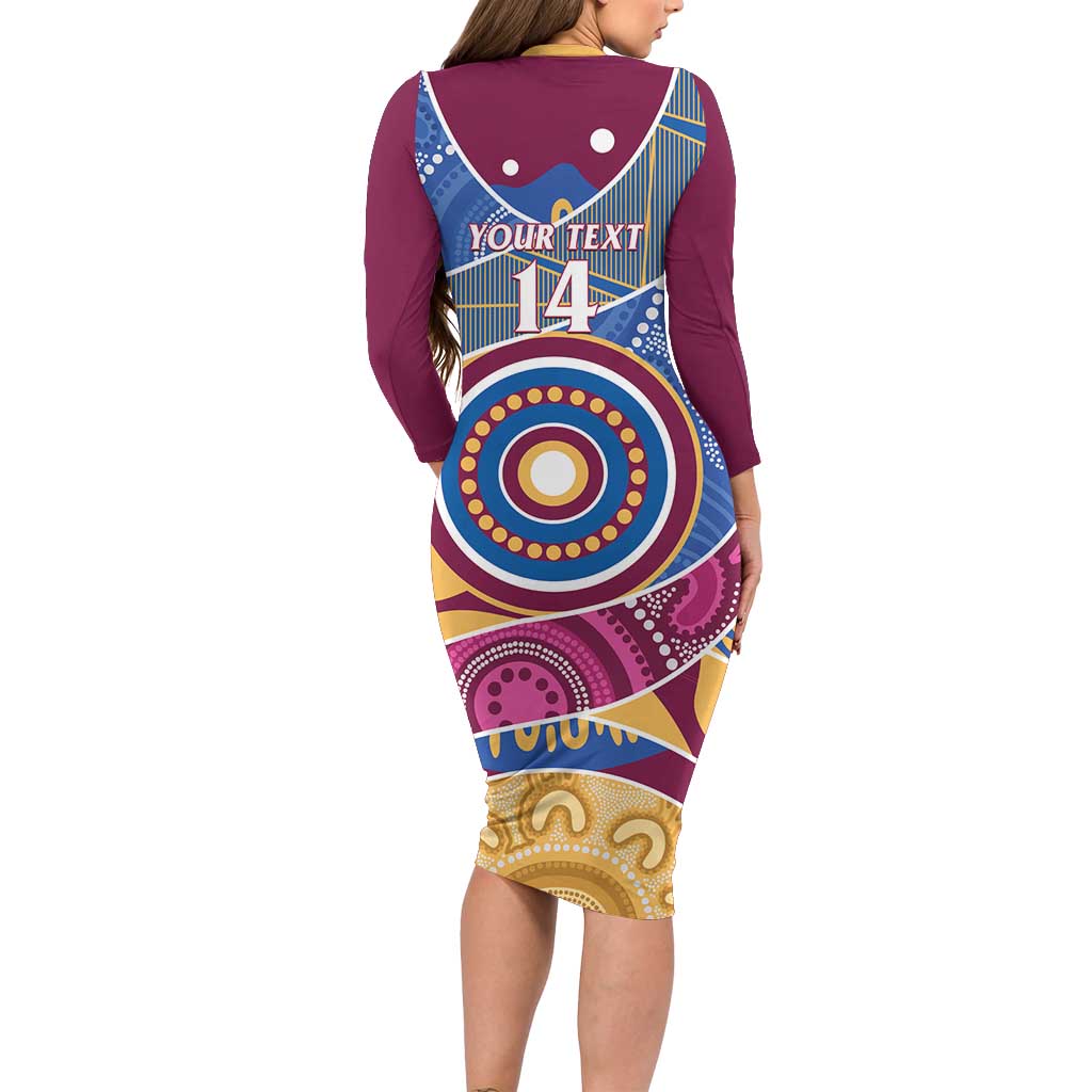 Brisbane Lions Football Custom Family Matching Long Sleeve Bodycon Dress and Hawaiian Shirt Premiers Proud Aboriginal Art - Vibe Hoodie