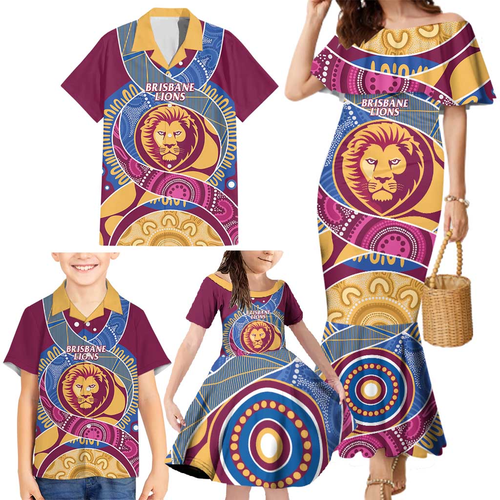 Brisbane Lions Football Custom Family Matching Mermaid Dress and Hawaiian Shirt Premiers Proud Aboriginal Art - Vibe Hoodie