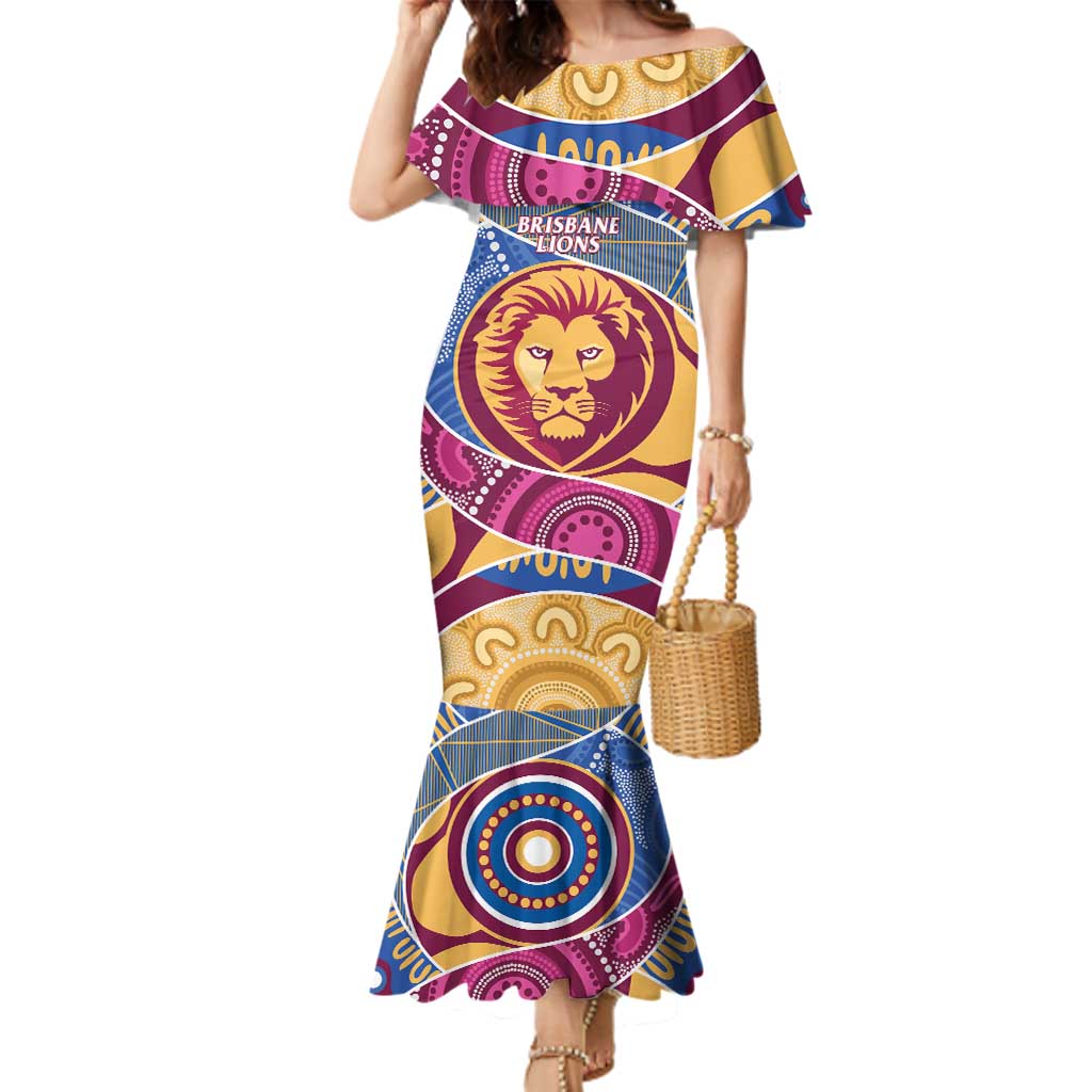 Brisbane Lions Football Custom Family Matching Mermaid Dress and Hawaiian Shirt Premiers Proud Aboriginal Art - Vibe Hoodie